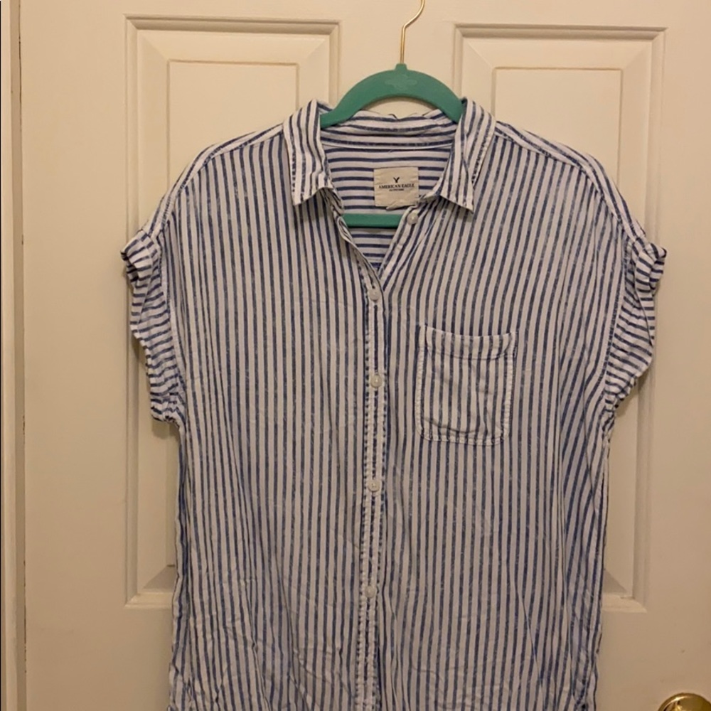 Blue and white striped shirt